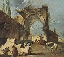 Francesco Guardi, A Capriccio of Ruined Buildings, ND (detail).